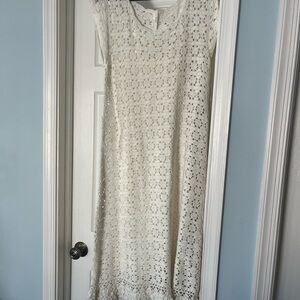 Anthropologie Cream Crochet Midi Dress